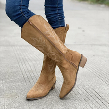 Charger l'image dans la galerie, Bottes Cowboy en Daim avec Fermeture Éclair & Broderies – Chic Western pour Femme