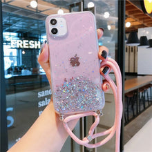 Charger l'image dans la galerie, Coque scintillante avec cordon pour iPhone