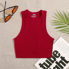 Charger l'image dans la galerie, Crop Top en Tricot Côtelé Élastique pour Femme