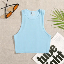 Charger l'image dans la galerie, Crop Top en Tricot Côtelé Élastique pour Femme