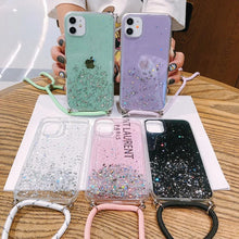 Charger l'image dans la galerie, Coque scintillante avec cordon pour iPhone