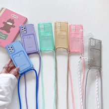 Charger l'image dans la galerie, Coque Silicone avec Bandoulière + Porte-Cartes pour Samsung