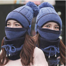 Charger l'image dans la galerie, 3 en 1 Bonnet tricoté d'hiver et écharpe Circulaire avec Masque Facial