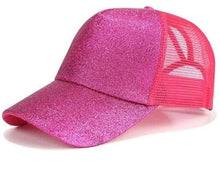 Charger l'image dans la galerie, CASQUETTE AVEC OUVERTURE POUR QUEUE DE CHEVAL - Glitter CC Rose Vif - Casquettes de Baseball