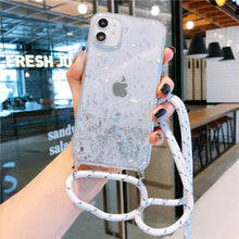 Charger l'image dans la galerie, Coque scintillante avec cordon pour iPhone
