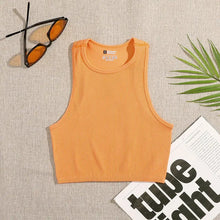 Charger l'image dans la galerie, Crop Top en Tricot Côtelé Élastique pour Femme
