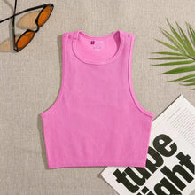 Charger l'image dans la galerie, Crop Top en Tricot Côtelé Élastique pour Femme
