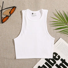 Charger l'image dans la galerie, Crop Top en Tricot Côtelé Élastique pour Femme
