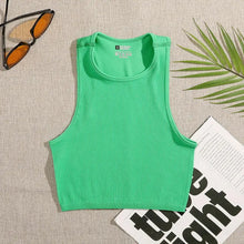 Charger l'image dans la galerie, Crop Top en Tricot Côtelé Élastique pour Femme
