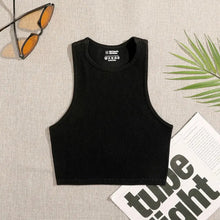 Charger l'image dans la galerie, Crop Top en Tricot Côtelé Élastique pour Femme
