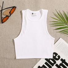 Charger l'image dans la galerie, Crop Top en Tricot Côtelé Élastique pour Femme
