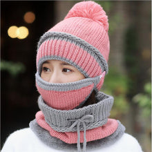 Charger l'image dans la galerie, 3 en 1 Bonnet tricoté d'hiver et écharpe Circulaire avec Masque Facial
