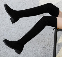 Charger l'image dans la galerie, Bottes hauteur genou en suédine pour femmes
