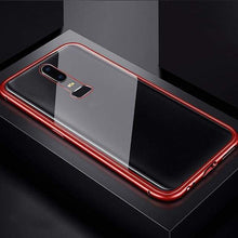 Charger l'image dans la galerie, Coque à Adsorption Magnétique Super Résistante Pour One Plus - Oneplus 6 / Rouge-arriere transparent - Équipée Cas
