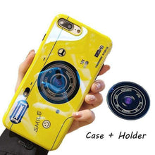 Charger l'image dans la galerie, Coque en Silicone avec Caméra Motifs Haute Qualité -Livraison Gratuite - iPhone XSMax / Jaune + Support - Coques
