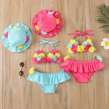 Charger l'image dans la galerie, Bikini fleurs pour filles 3pcs

