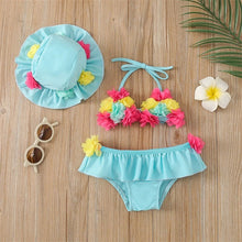 Charger l'image dans la galerie, Bikini fleurs pour filles 3pcs
