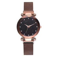 Charger l'image dans la galerie, Montre Ciel étoilé avec Bracelet en Mailles Aimant pour Femmes - Marron - Womens Watches
