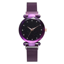Charger l'image dans la galerie, Montre Ciel étoilé avec Bracelet en Mailles Aimant pour Femmes - Violet - Womens Watches
