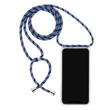Charger l'image dans la galerie, Coque transparente rigide antichoc avec bandoulière de haute qualité pour Huawei P30 Bleu noir 
